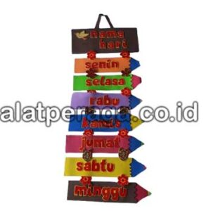 Distributor Suplier Mainan Peraga Edukasi Nama Hari Spon Gantung